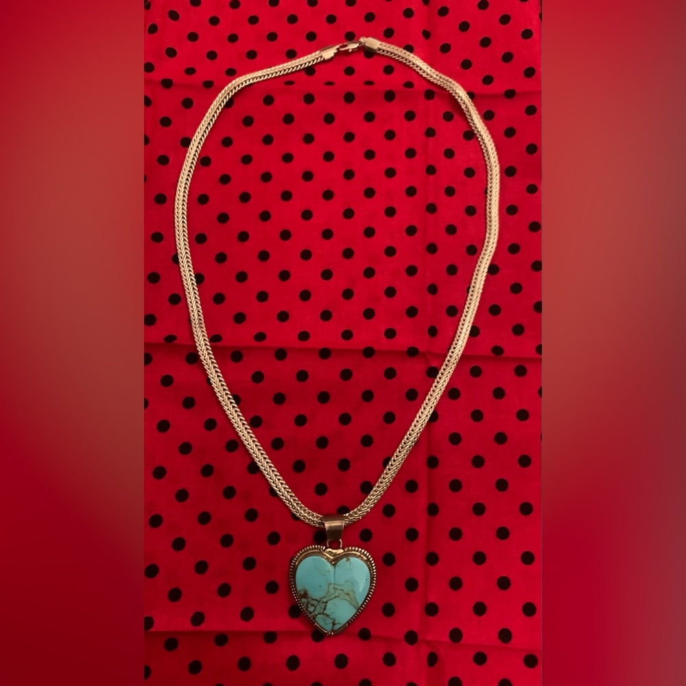 Sterling Silver & Turquoise Heart with 23” Sterling Silver Chain
